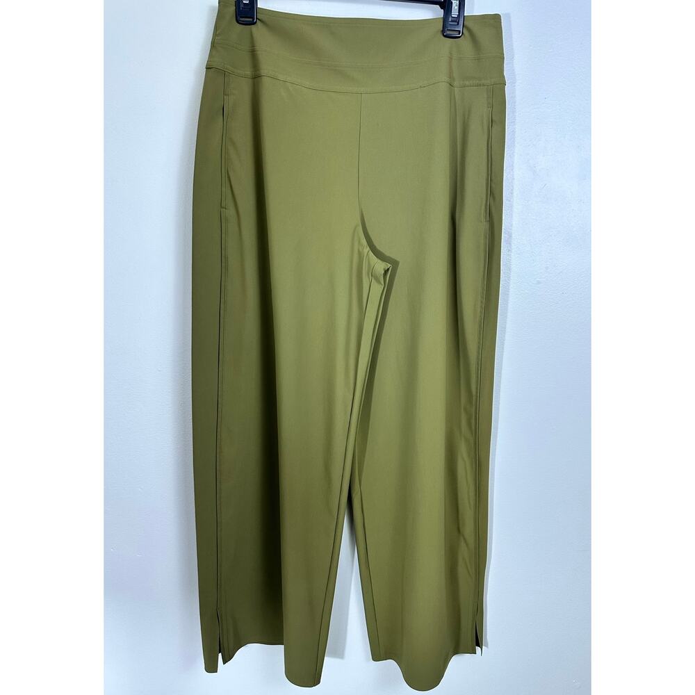 Athleta Cosmic Wide Leg Pant 10P Acacia Olive Green High Rise Travel Slacks EUC - Picture 2 of 11